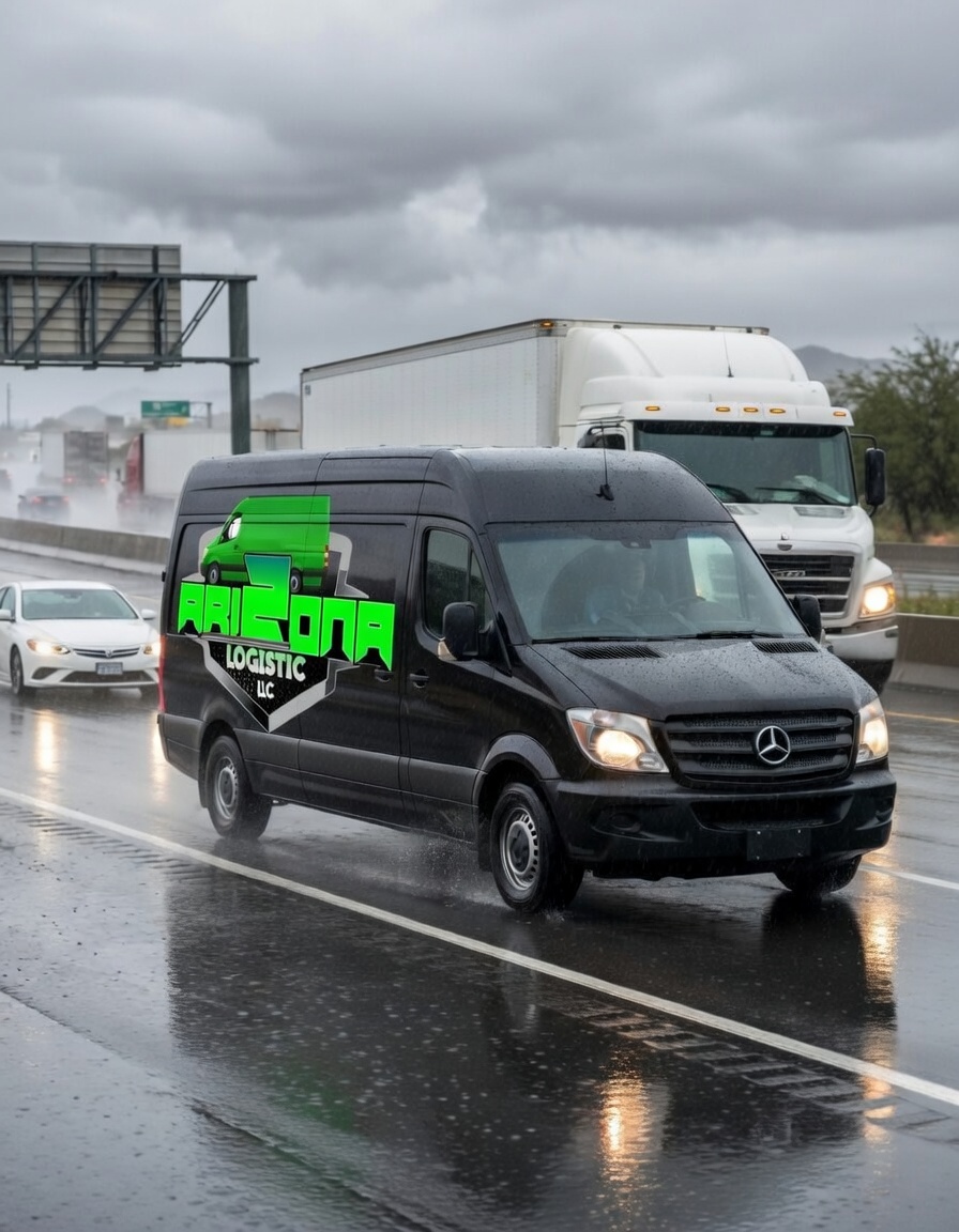 Sprinter Van in Rain